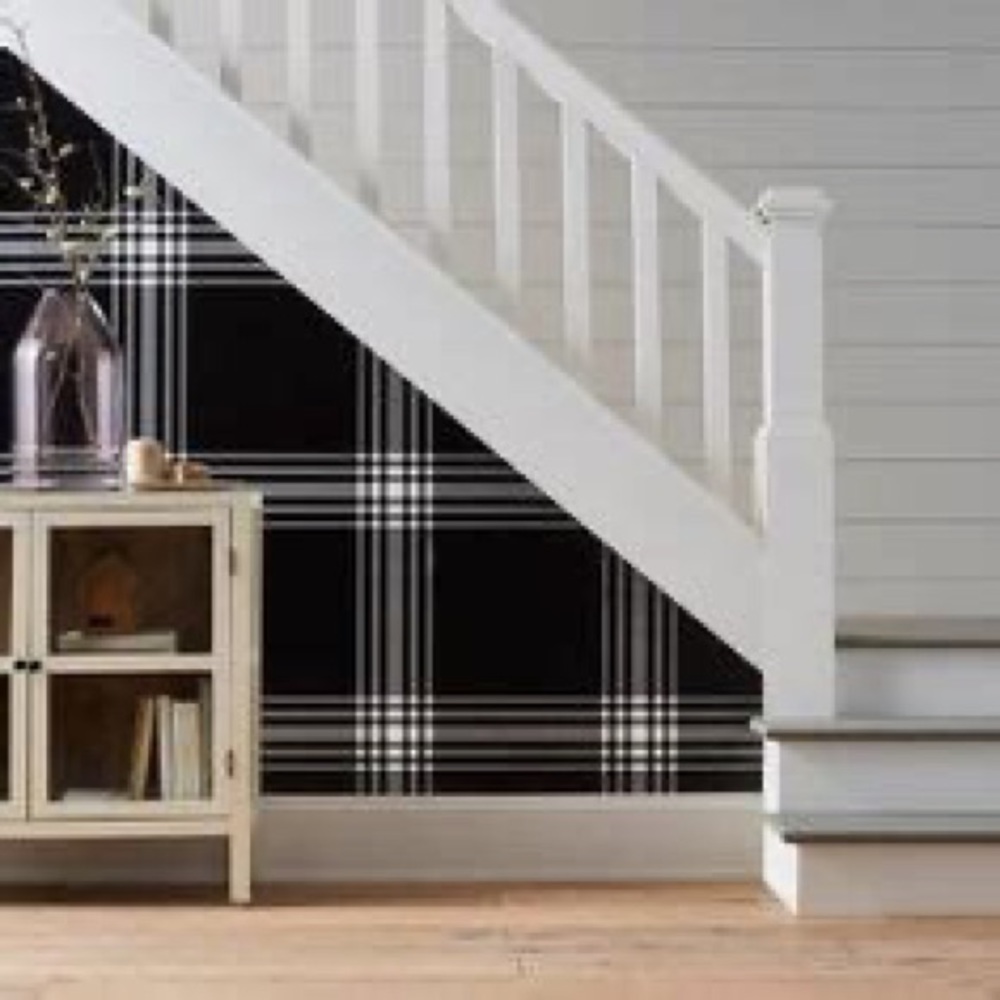 Magnolia Home & Hearth black plaid wallpaper double roll pre-pasted 4 rolls